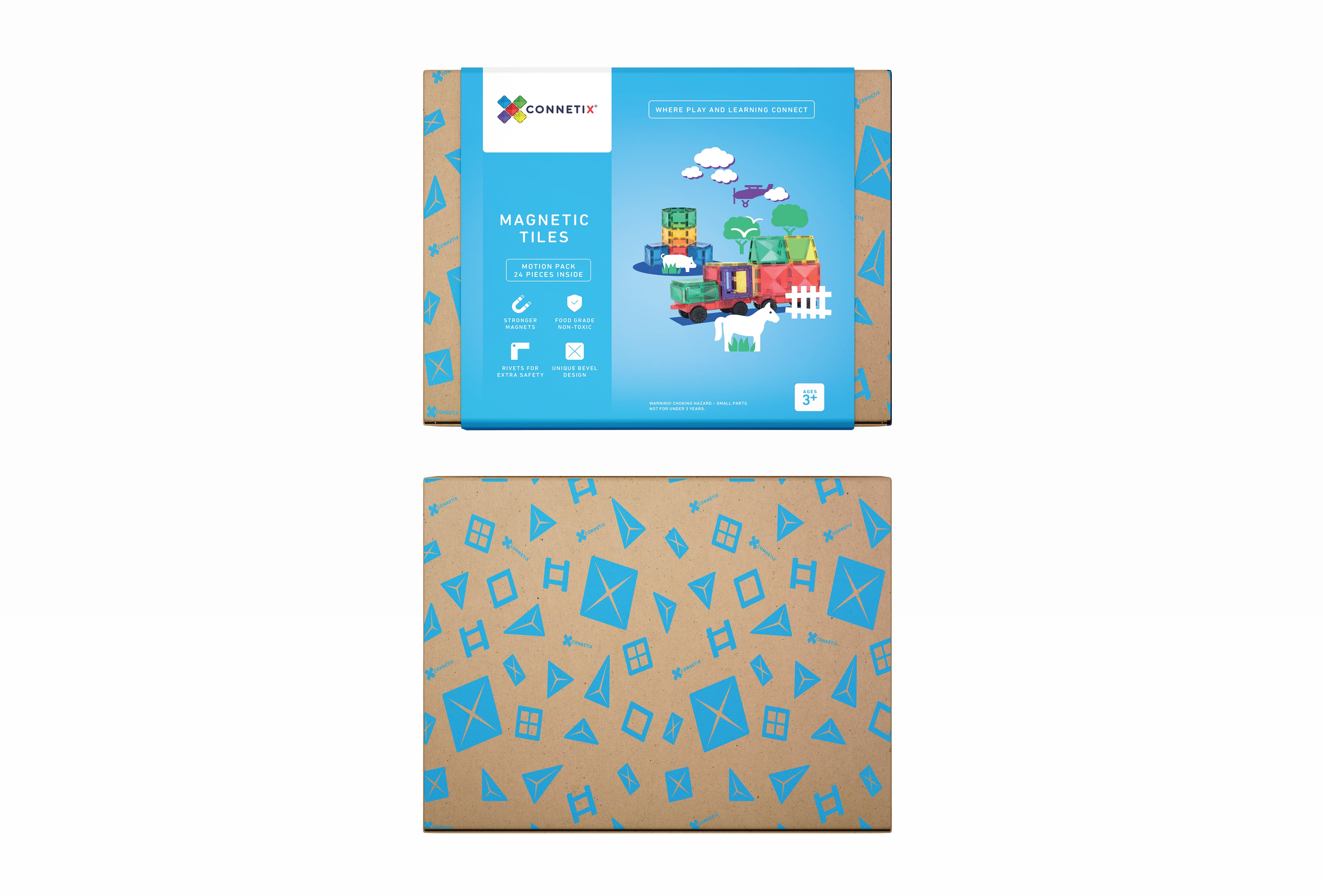Connetix - Rainbow Motion Pack - 24 Piece Magnetic Tiles - Connetix - littleyoyo.ca