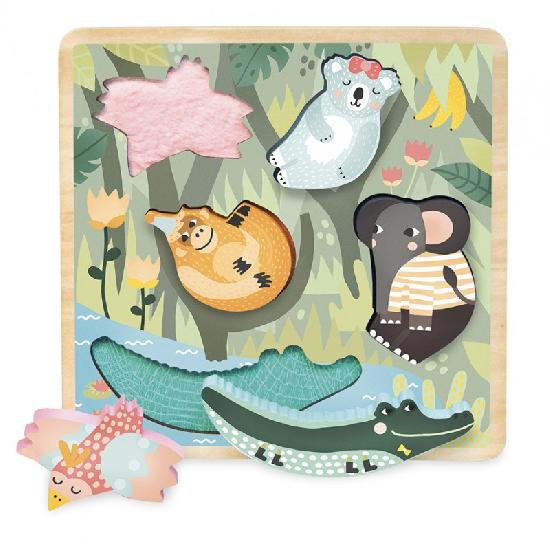 Vilac - Touch and Feel Puzzle - Jungle - Michelle Carlslund - Vilac - littleyoyo.ca