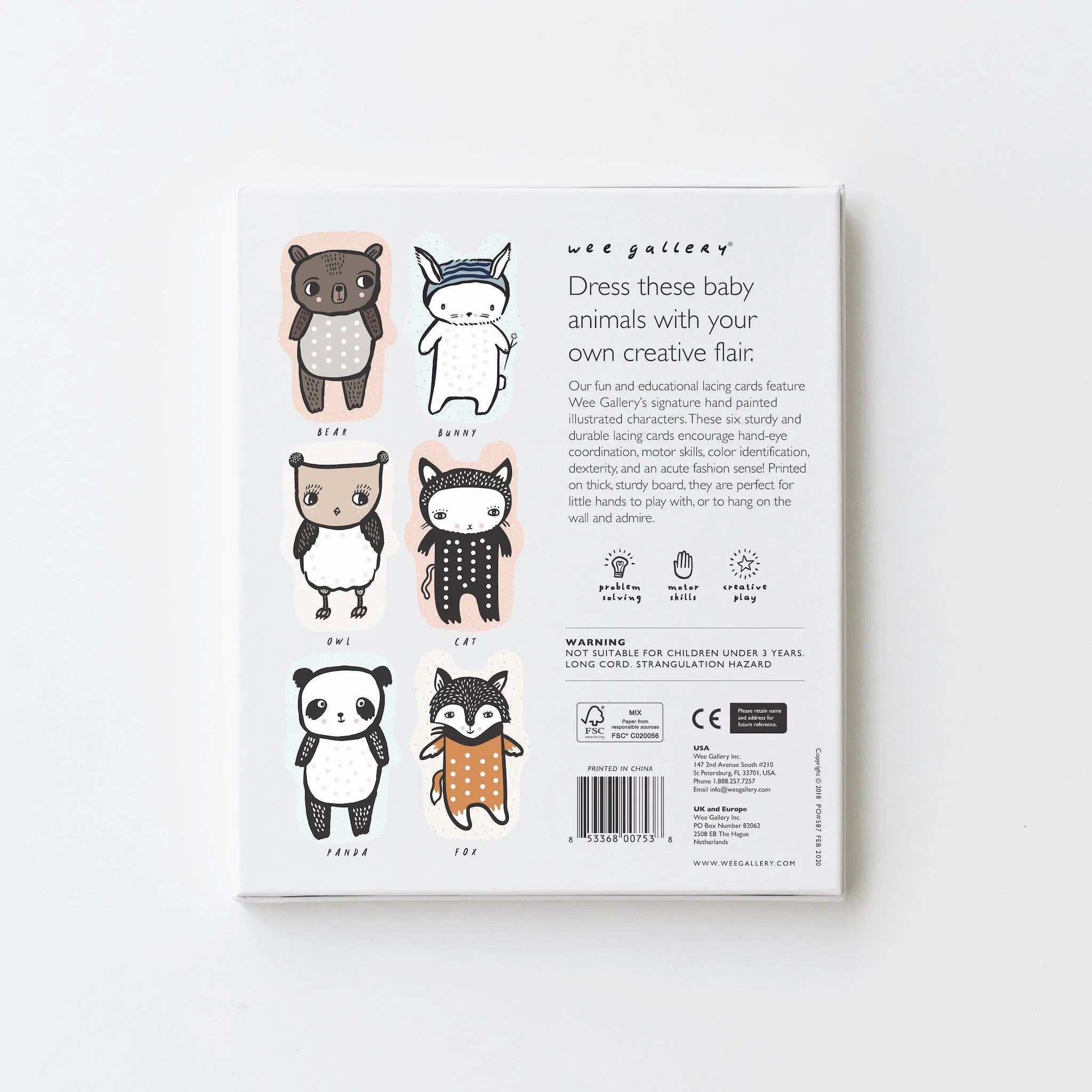 Wee Gallery - Lacing Cards - Baby Animals - Wee Gallery - littleyoyo.ca