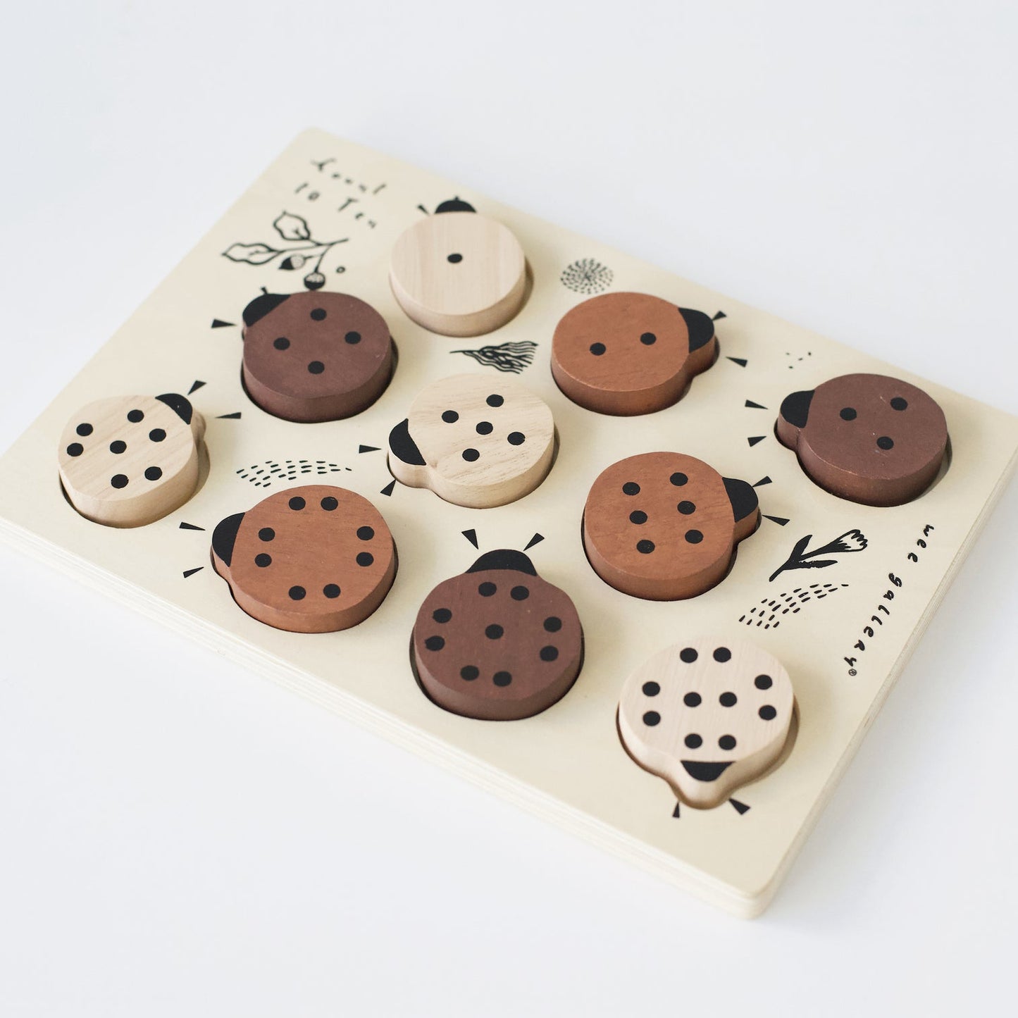 Wee Gallery - Wooden Tray Puzzle - Count to 10 Ladybugs