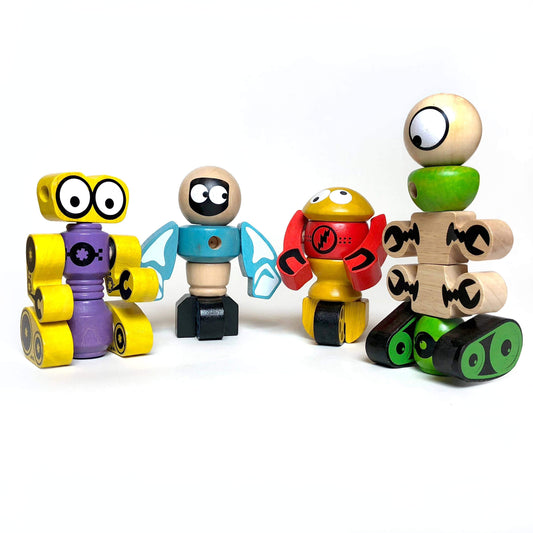 BeginAgain - Tinker Totter Robots - 28 Piece Character Playset - BeginAgain - littleyoyo.ca