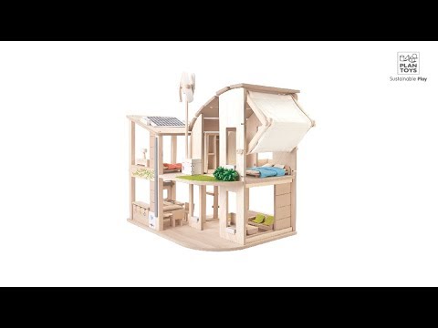 PlanToys Green Dollhouse with Furniture littleyoyo