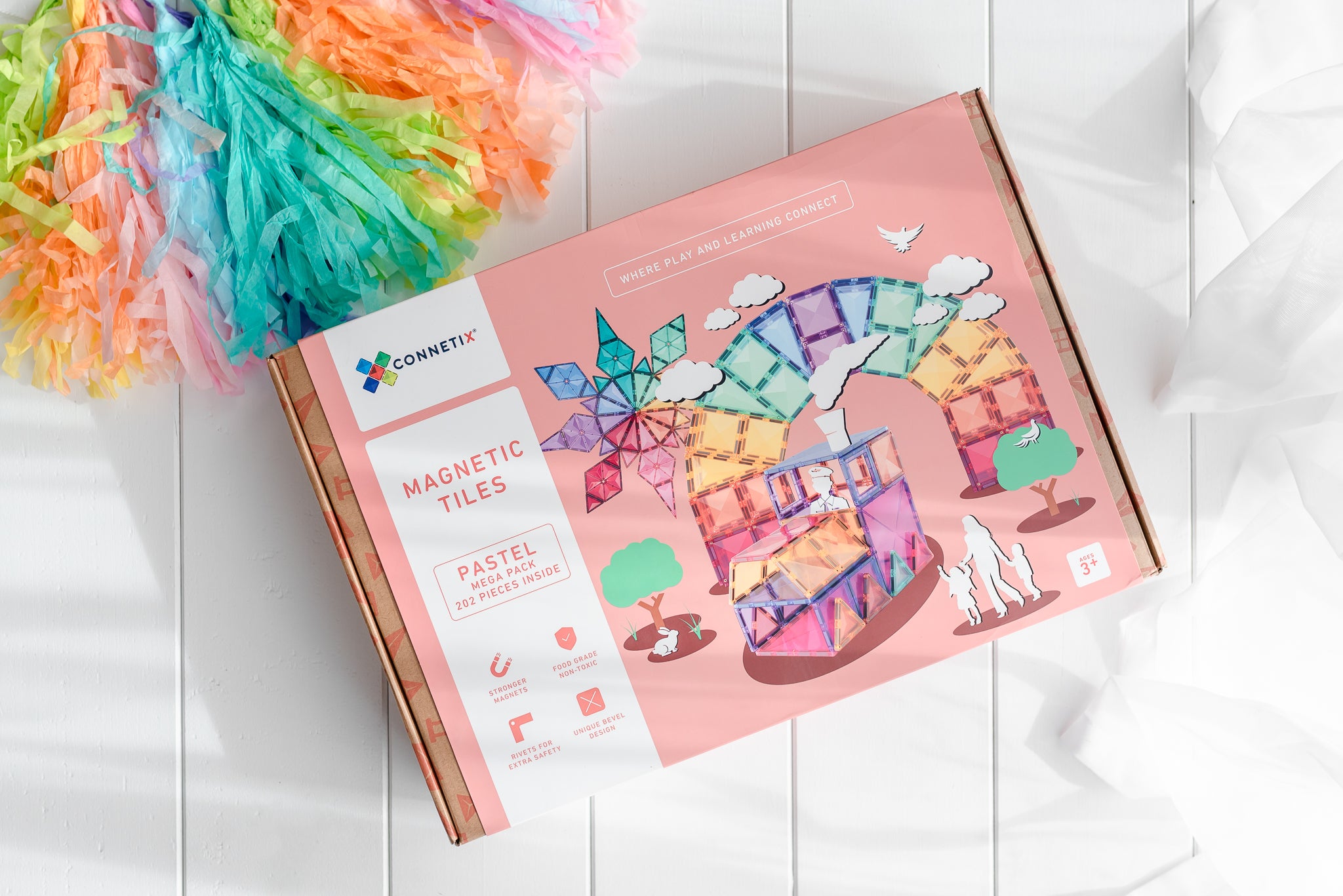 Connetix -  202 Piece Pastel Mega Pack Magnetic Tiles
