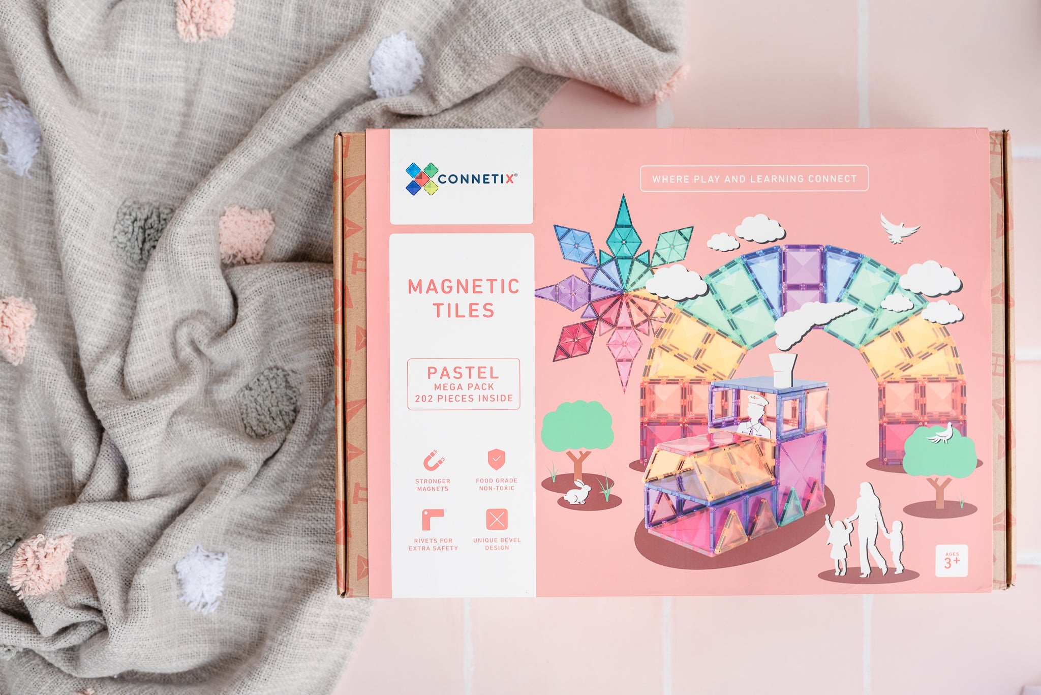 Connetix -  202 Piece Pastel Mega Pack Magnetic Tiles