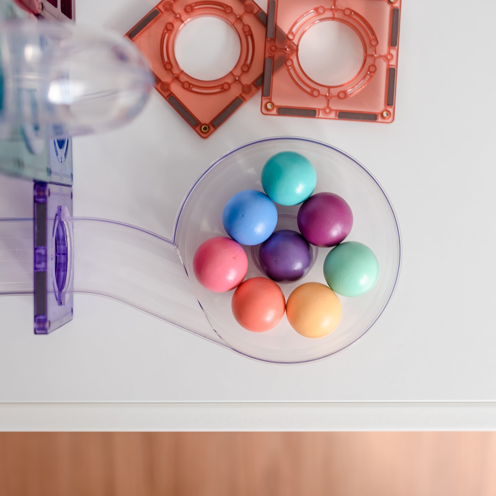 Connetix - 106 Piece Pastel Ball Run Magnetic Tiles