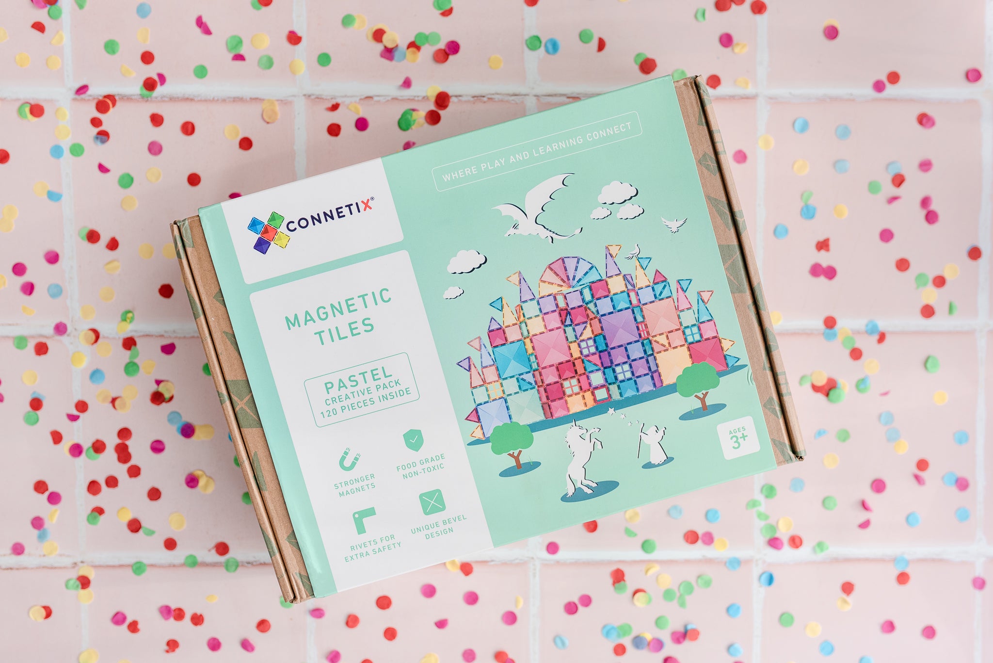 Connetix - 120 Piece Pastel Creative Pack Magnetic Tiles