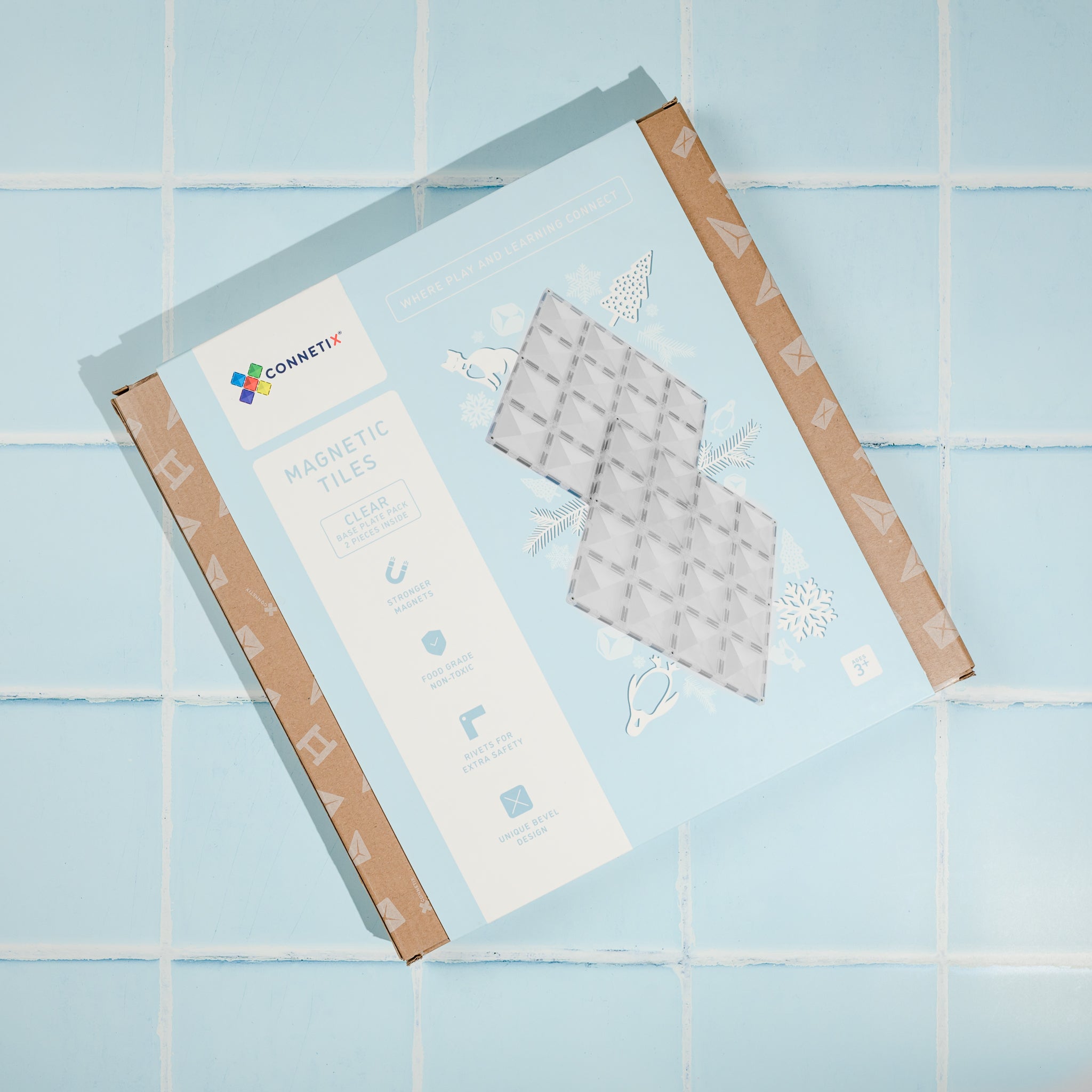Connetix - Clear Base Plate - 2 Piece Magnetic Tiles - Connetix - littleyoyo.ca